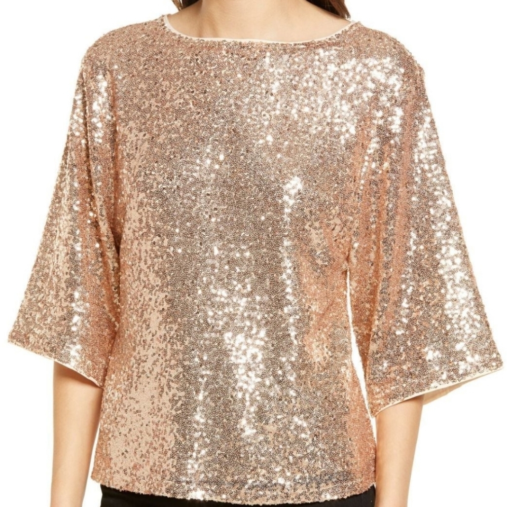 CHELSEA28 Sequin Crewneck Top size Small